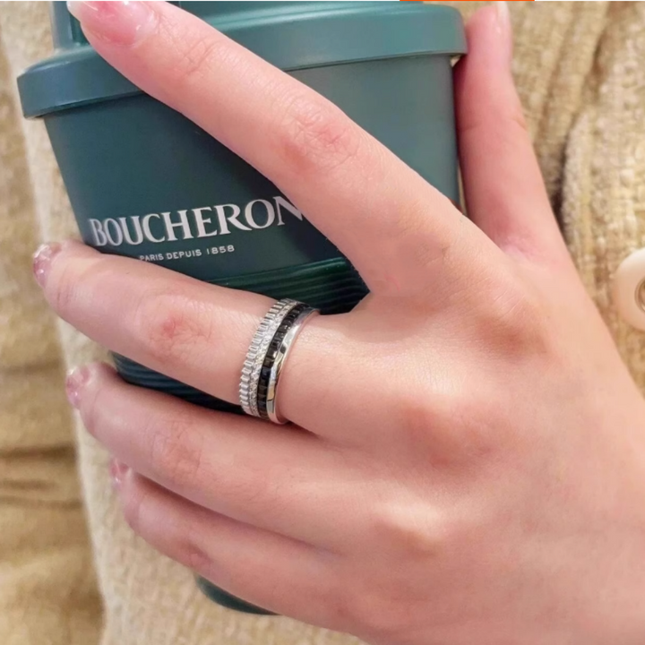 CIUAO Single Row Ceramic Diamond Gear Ring