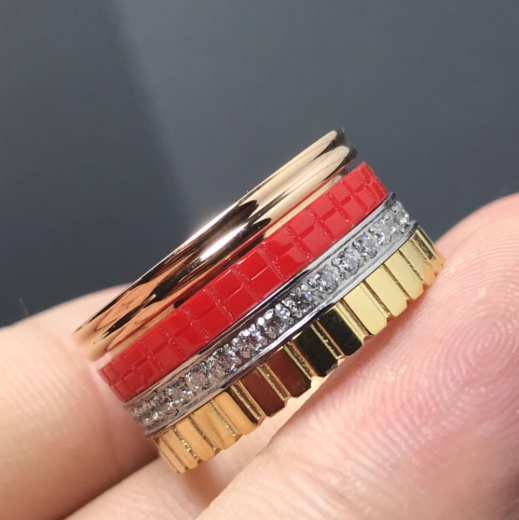 CIUAO Double Row Ceramic Diamond Gear Ring