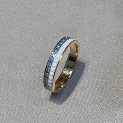 CIUAO Narrow Ceramic Diamond Ring