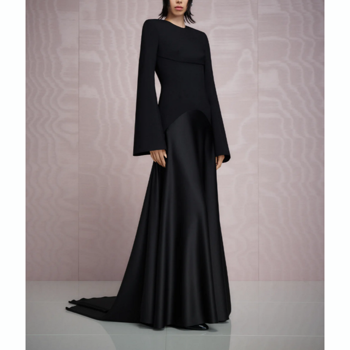 KARIV Long Sleeves Maxi Evening Dress Gown
