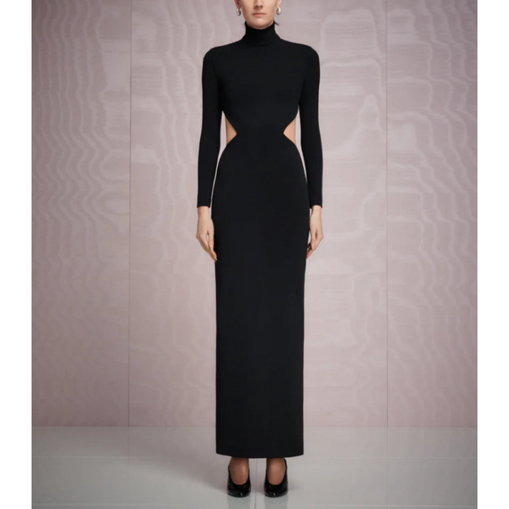 DENXN Long Sleeves Maxi Evening Dress Gown