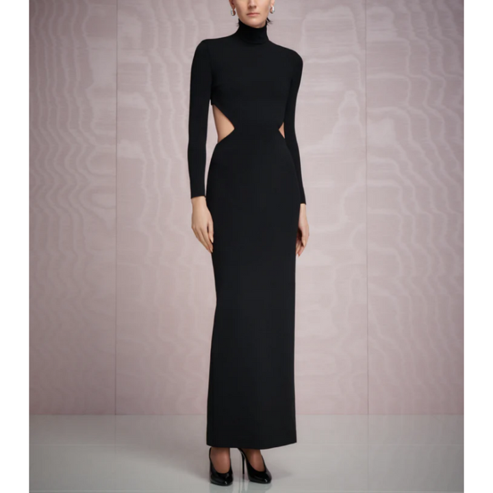 DENXN Long Sleeves Maxi Evening Dress Gown