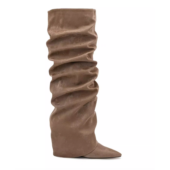 ZJXDM Wedged Heel Knee High Boots - 10.5cm