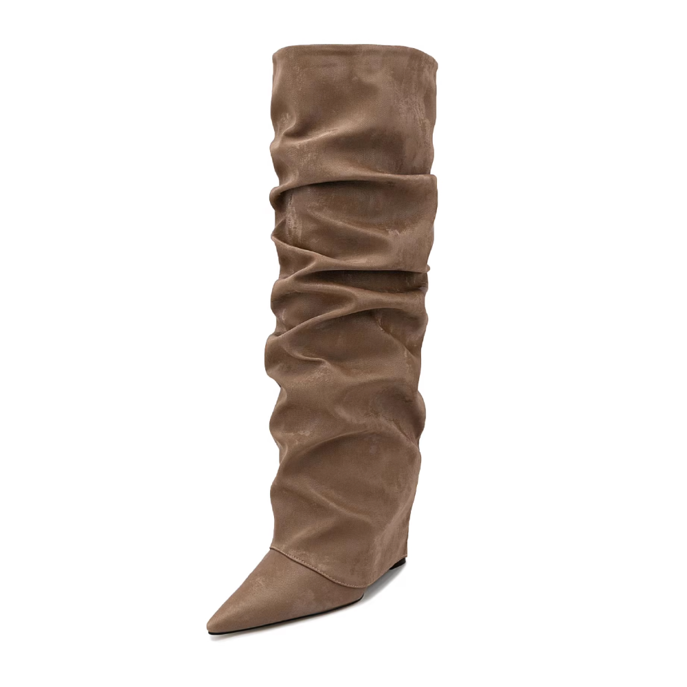 ZJXDM Wedged Heel Knee High Boots - 10.5cm