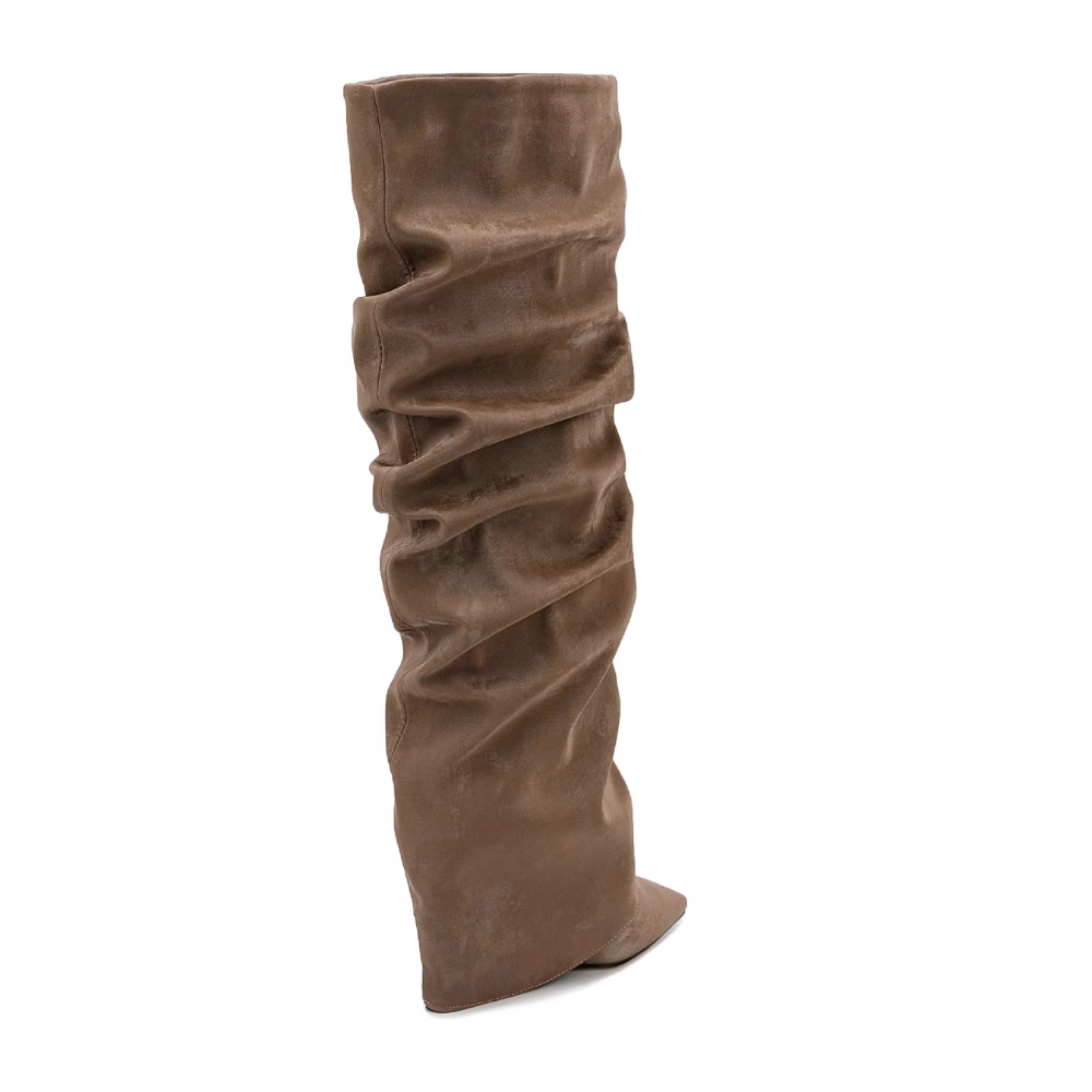 ZJXDM Wedged Heel Knee High Boots - 7cm