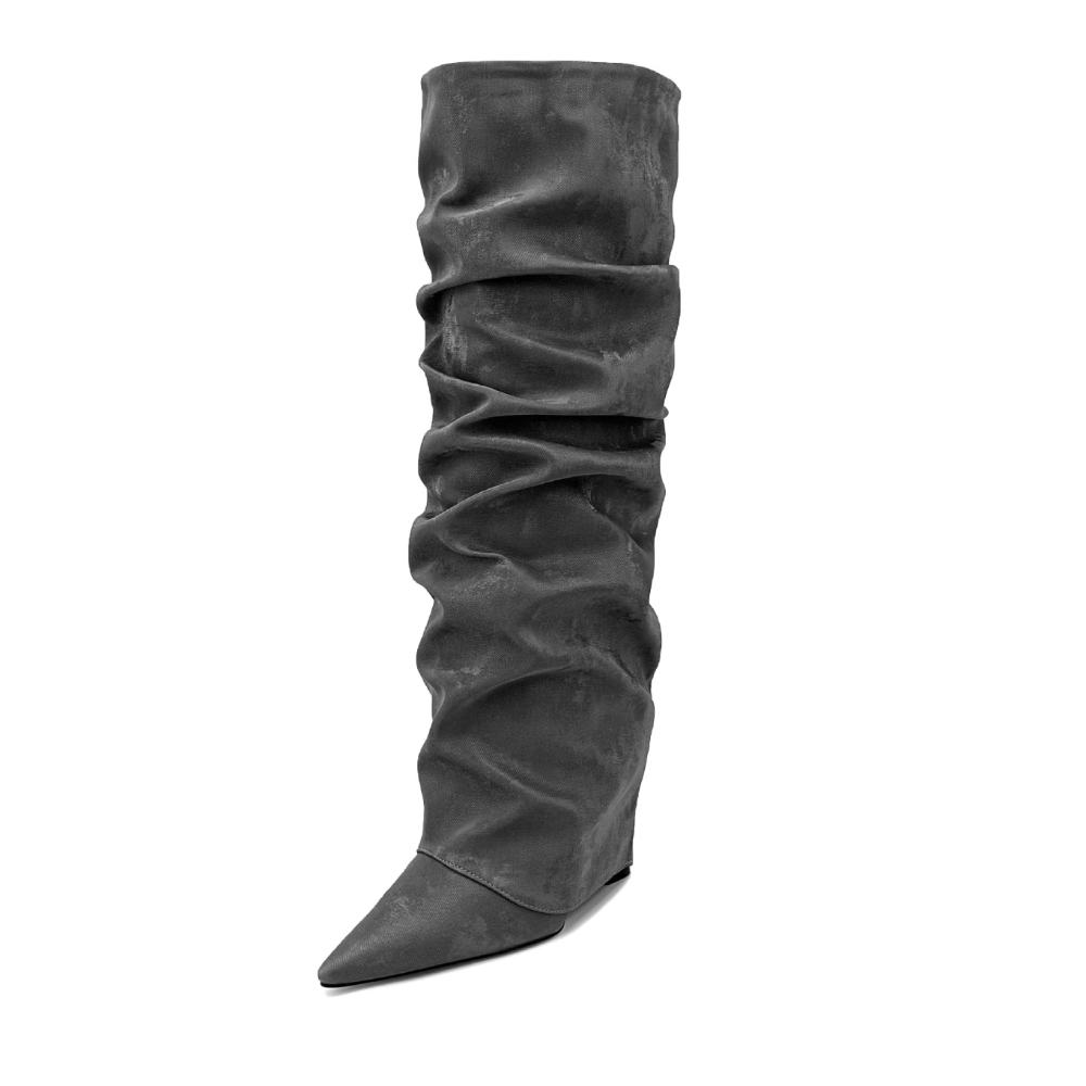 ZJXDM Wedged Heel Knee High Boots - 7cm