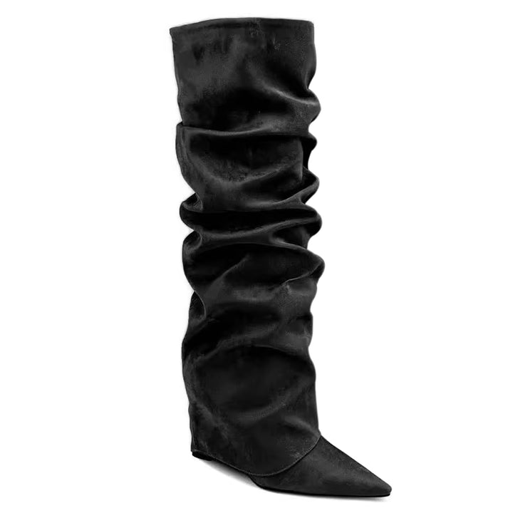 ZJXDM Wedged Heel Knee High Boots - 10.5cm