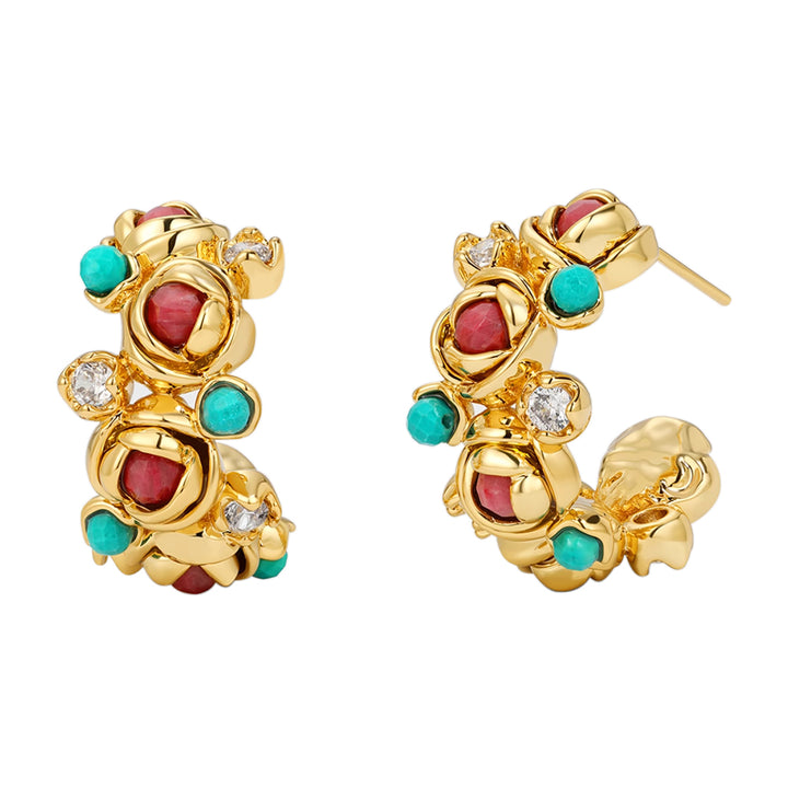 MGHHR Rose Color-Blocking Gemstone Earrings - Pair
