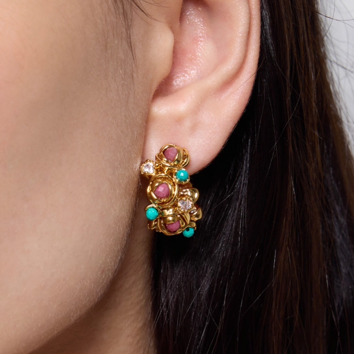 MGHHR Rose Color-Blocking Gemstone Earrings - Pair