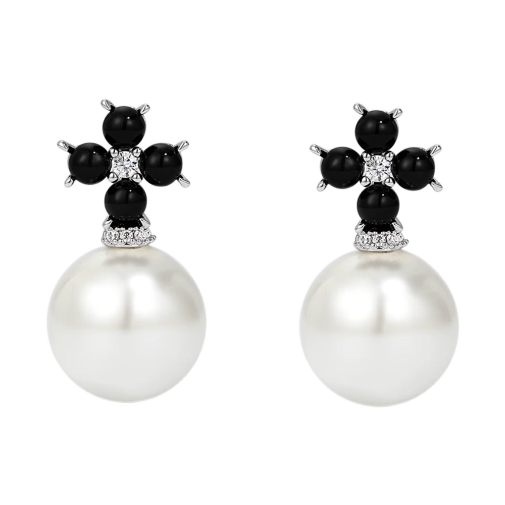 HBSZZ Color-blocking Large Pearl Earrings - Pair