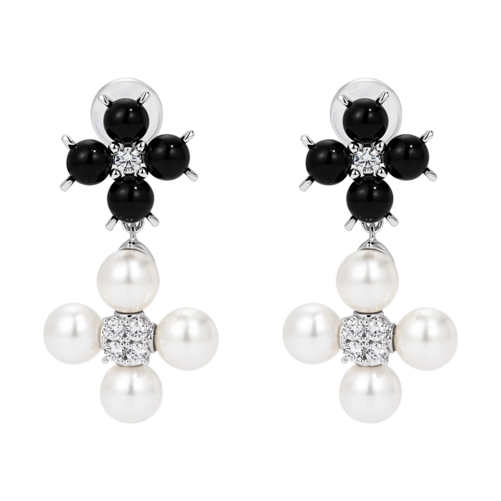 HBSMN Agate And Pearl Earrings - Pair