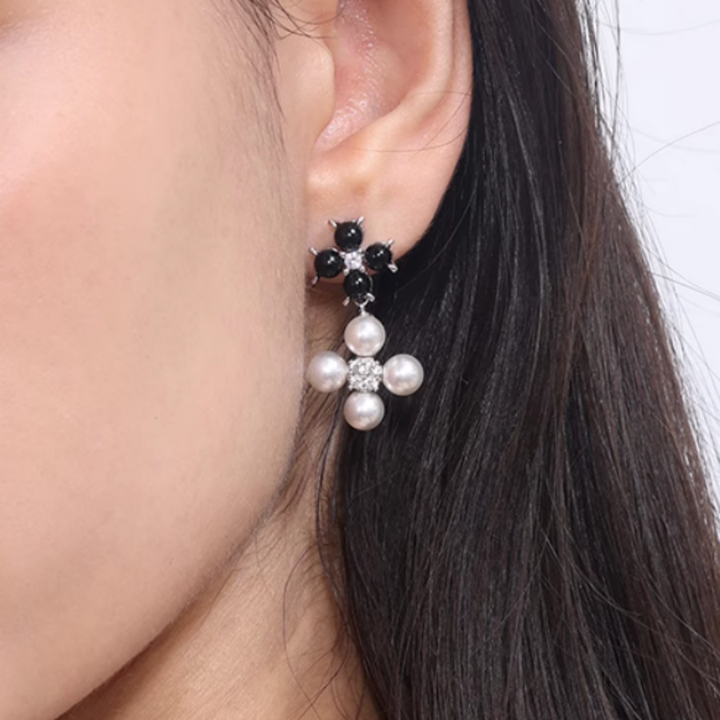 HBSMN Agate And Pearl Earrings - Pair