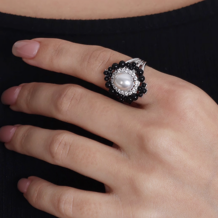 HBSXZ Zircon And Pearl Ring