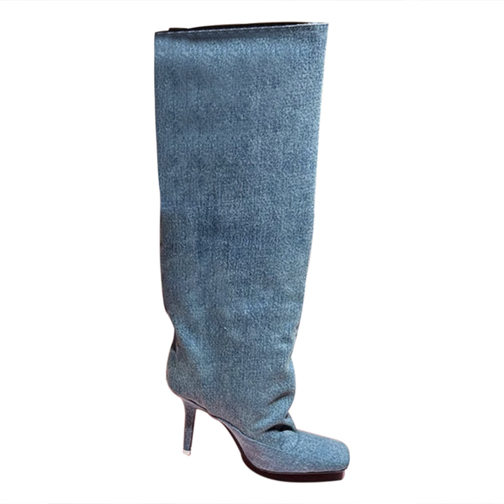 HCNZX Stiletto Denim High Knee Boots