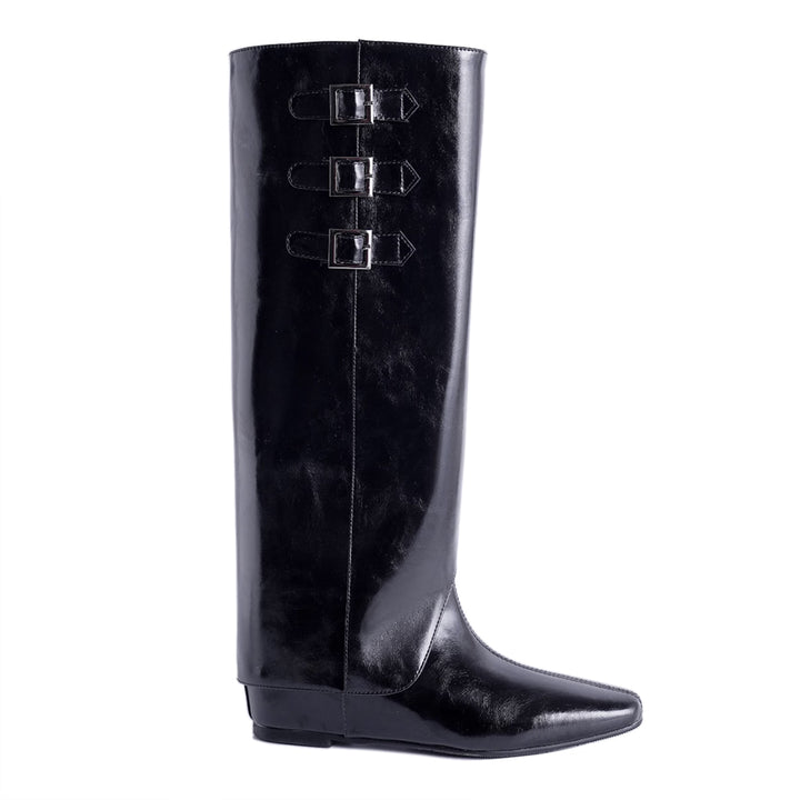 YXSCQ Wedged Leather Boots