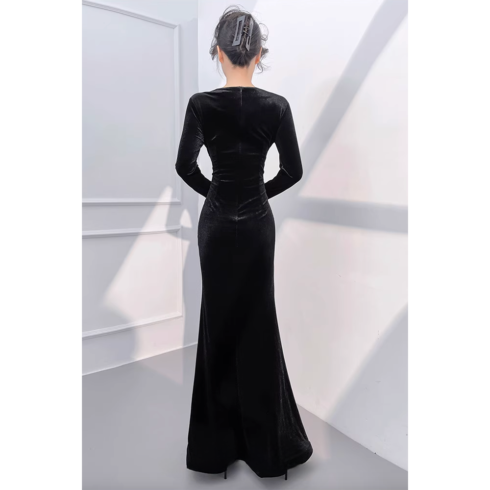 JCBZQ Diamond-Embellished Evening Gown