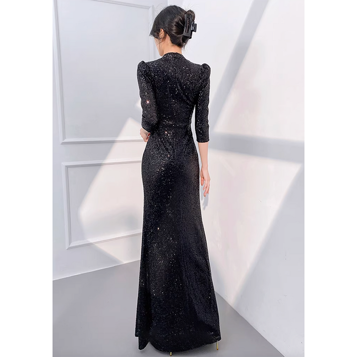 GJSGZ V-neck Sequin Evening Gown