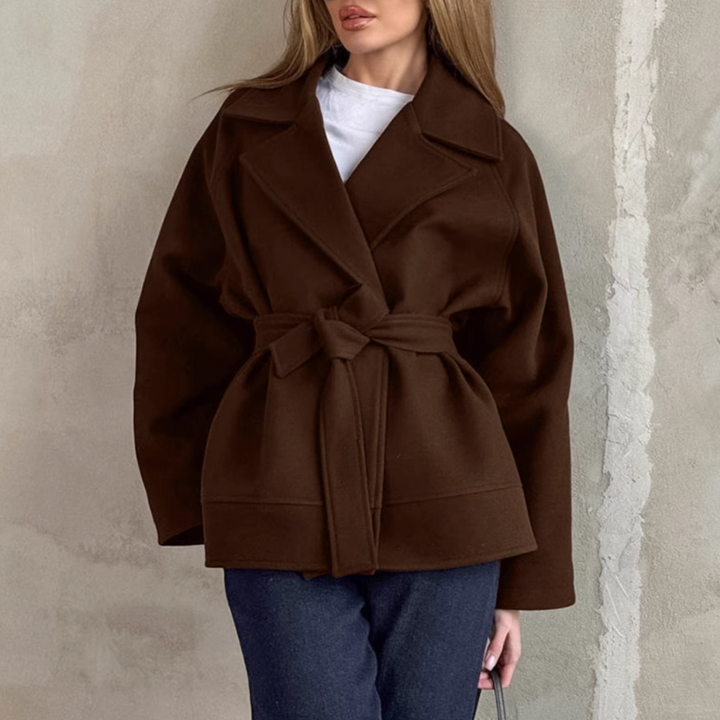 ZLMIN Waist-Defining Belted Woolen Coat