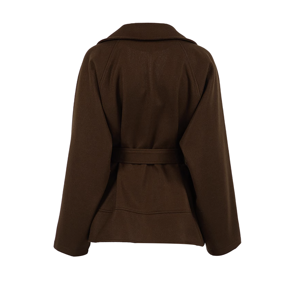 ZLMIN Waist-Defining Belted Woolen Coat