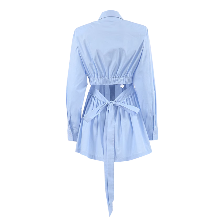 KWACH Lapel Pleated Hem Shirt