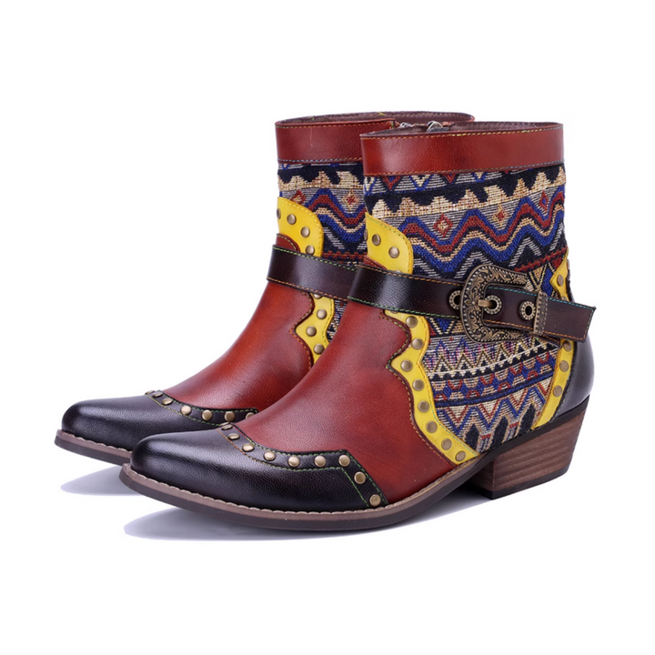 MIZUG Ethnic Style Western Cowboy Ankle Boots