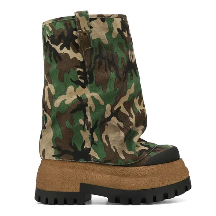 KUGUM Block Heel Platform Ankle Boots