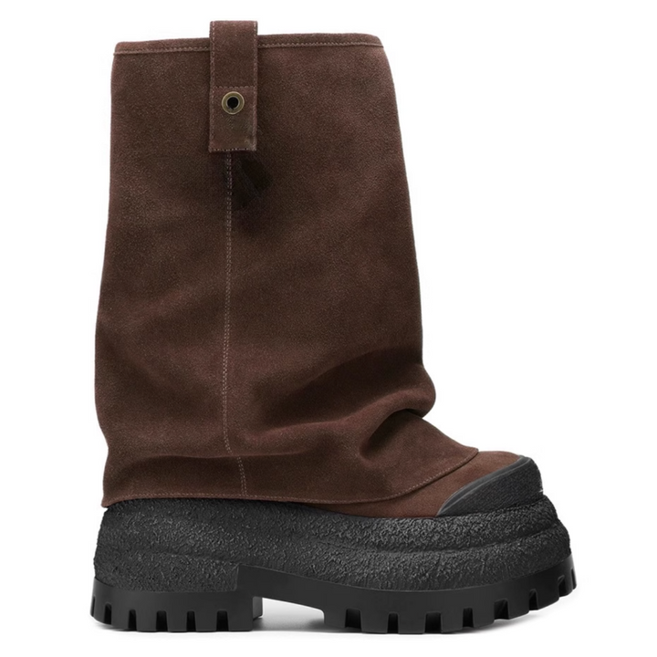 KUGUM Block Heel Platform Ankle Boots