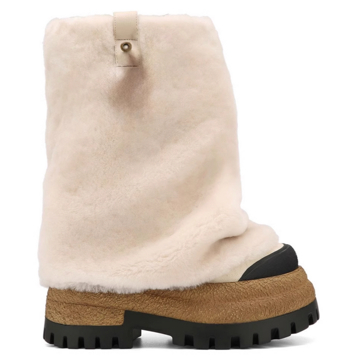 KUGUM Block Heel Platform Ankle Boots