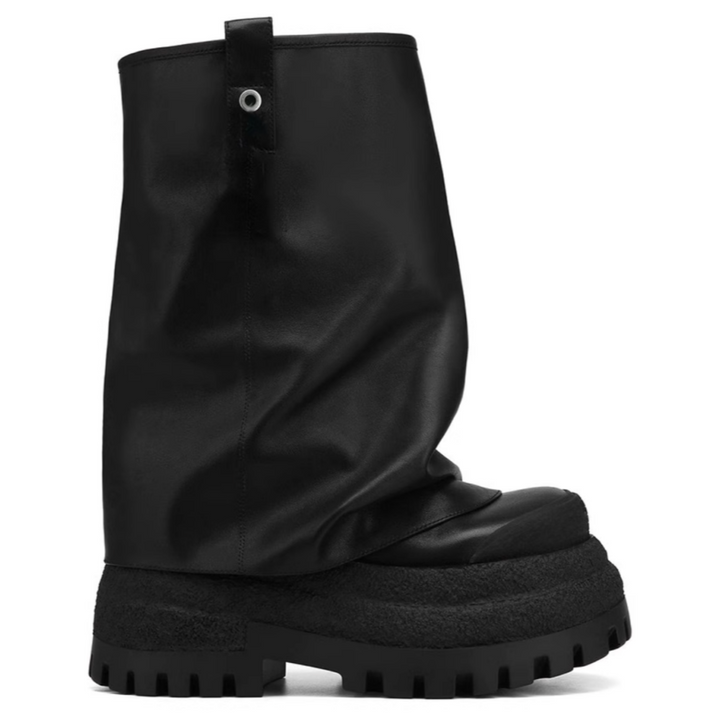 KUGUM Block Heel Platform Ankle Boots