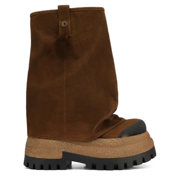 KUGUM Block Heel Platform Ankle Boots