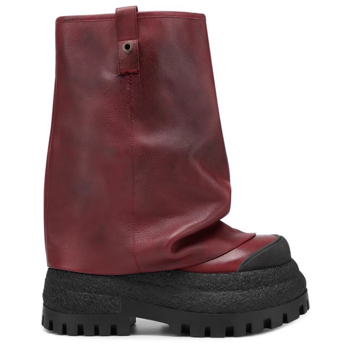 KUGUM Block Heel Platform Ankle Boots