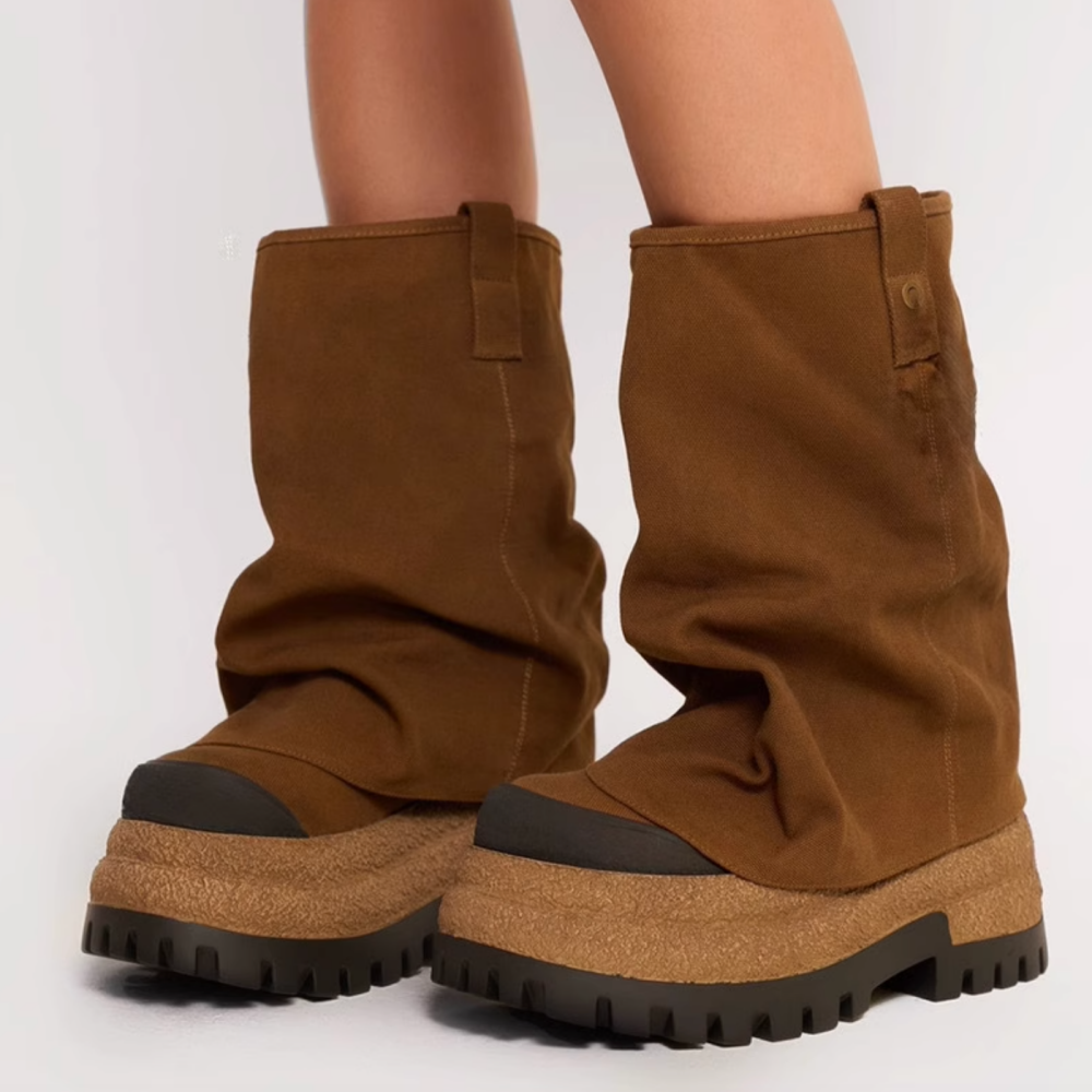 KUGUM Block Heel Platform Ankle Boots