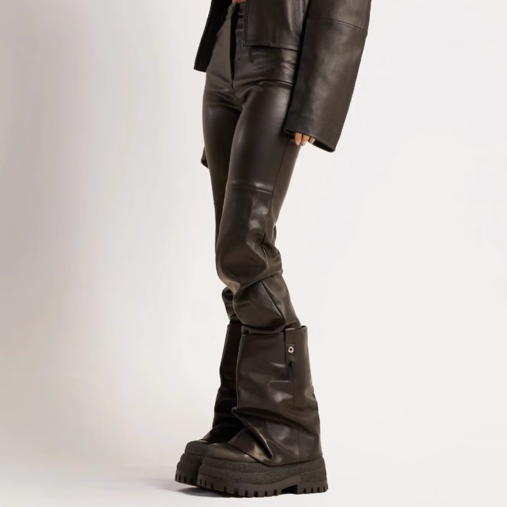 KUGUM Block Heel Platform Ankle Boots