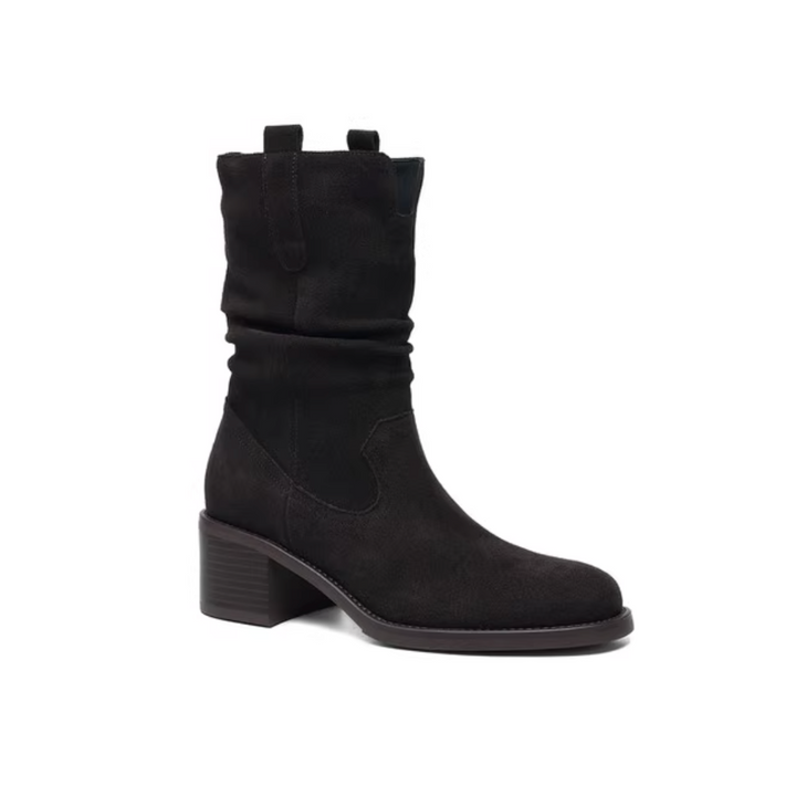 BOKUN Suede Block Heel Ankle Boots