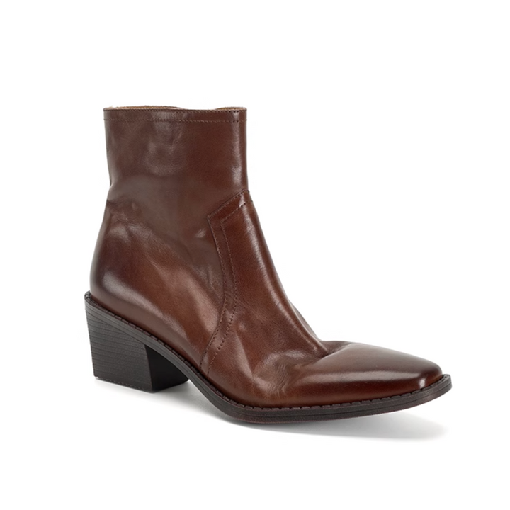 QIERU Block Heel Ankle Boots