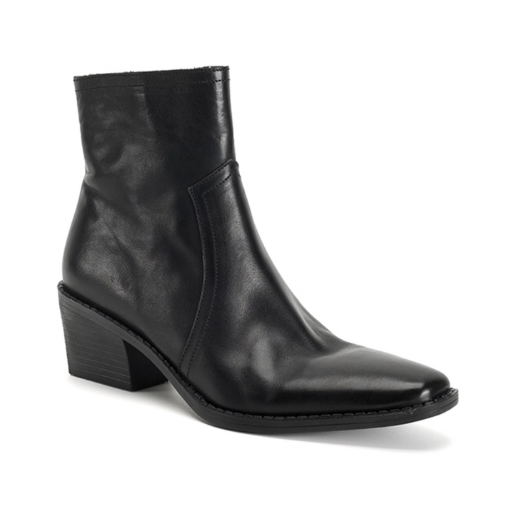 QIERU Block Heel Ankle Boots