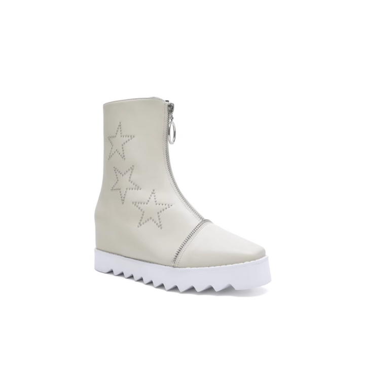 LIAEN Star Platform Wedged Heel Ankle Boots