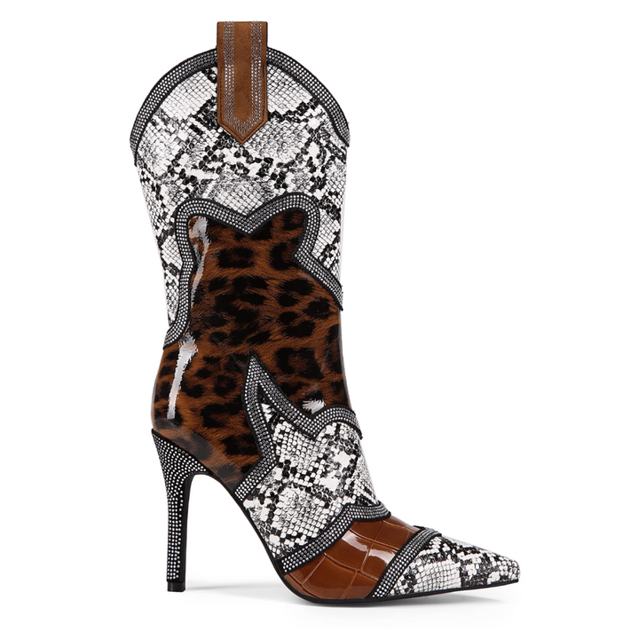 SEZUN Snake Skin Printed Ankle Boots
