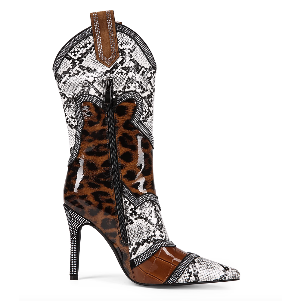 SEZUN Snake Skin Printed Ankle Boots