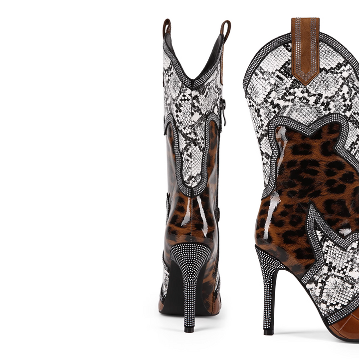 SEZUN Snake Skin Printed Ankle Boots