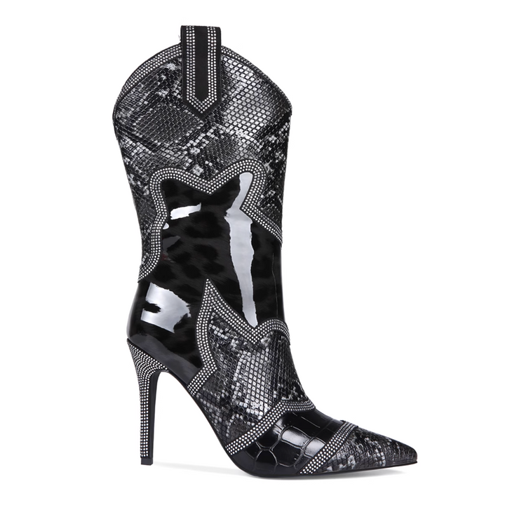 SEZUN Snake Skin Printed Ankle Boots