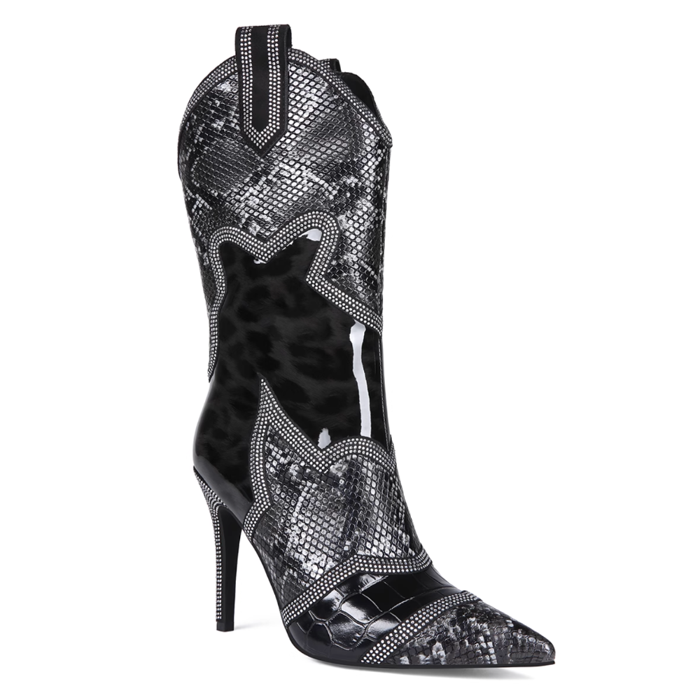 SEZUN Snake Skin Printed Ankle Boots