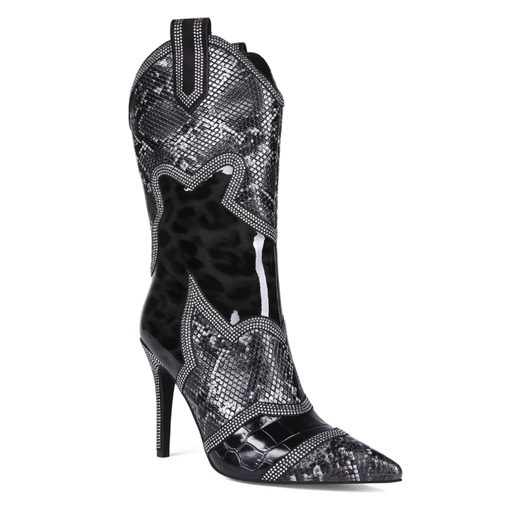 SEZUN Snake Skin Printed Ankle Boots
