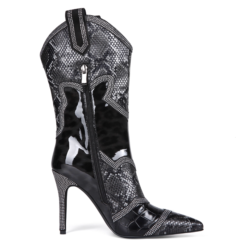 SEZUN Snake Skin Printed Ankle Boots