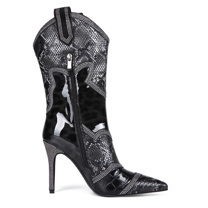 SEZUN Snake Skin Printed Ankle Boots
