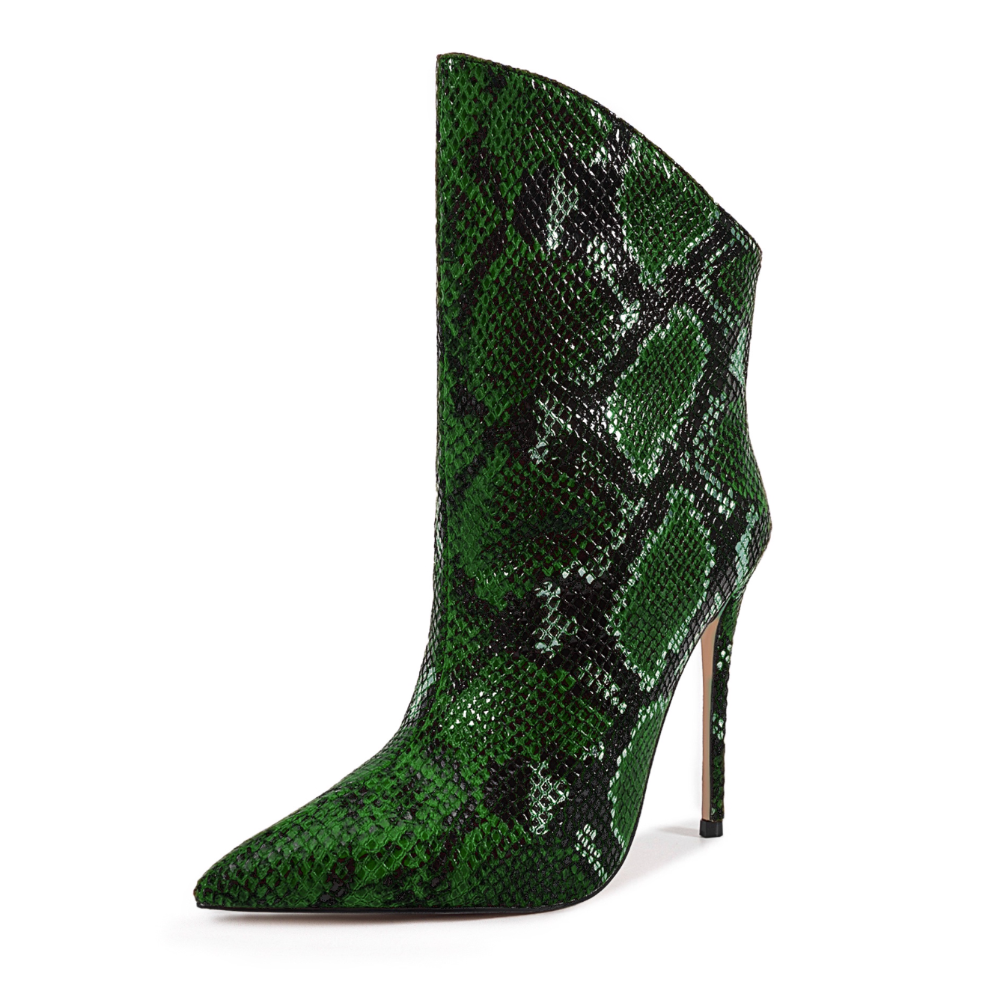 EXIKU Snake Skin Printed Ankle Boots