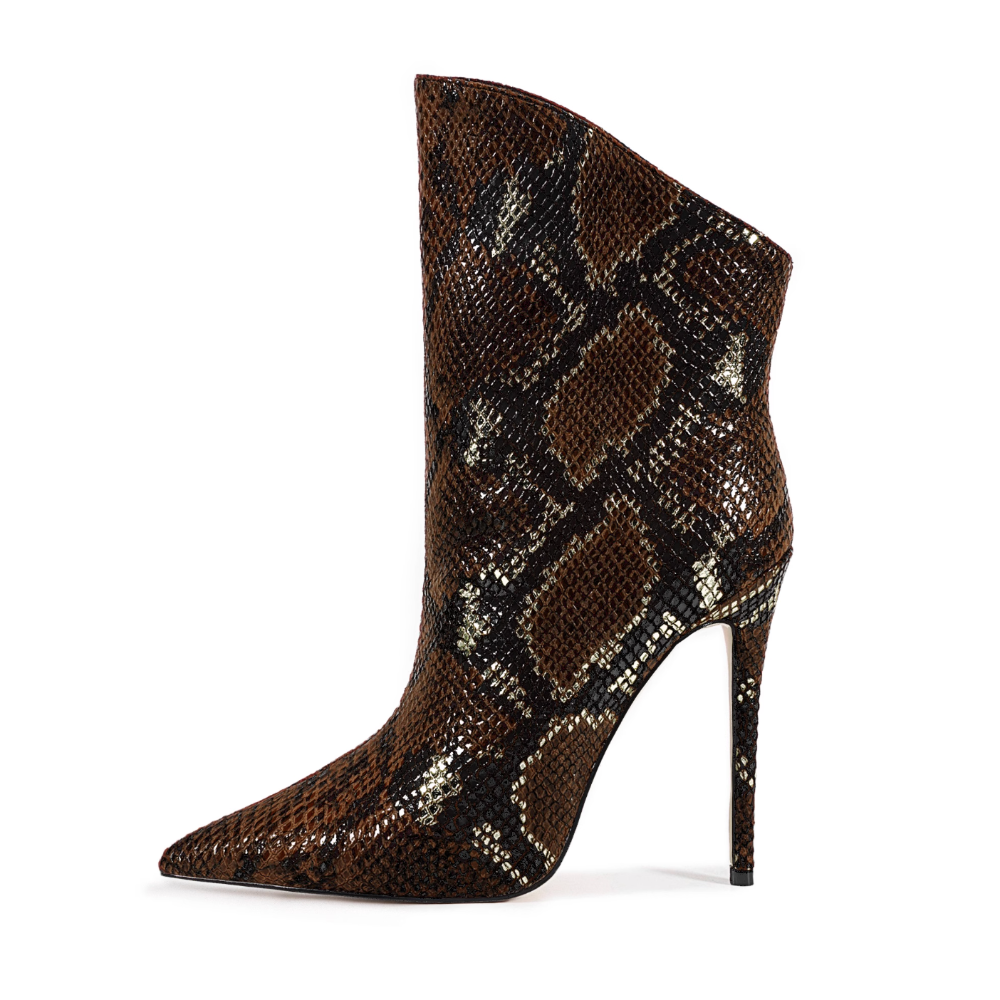 EXIKU Snake Skin Printed Ankle Boots
