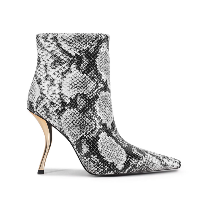 JSROG Snake Skin Printed Ankle Boots