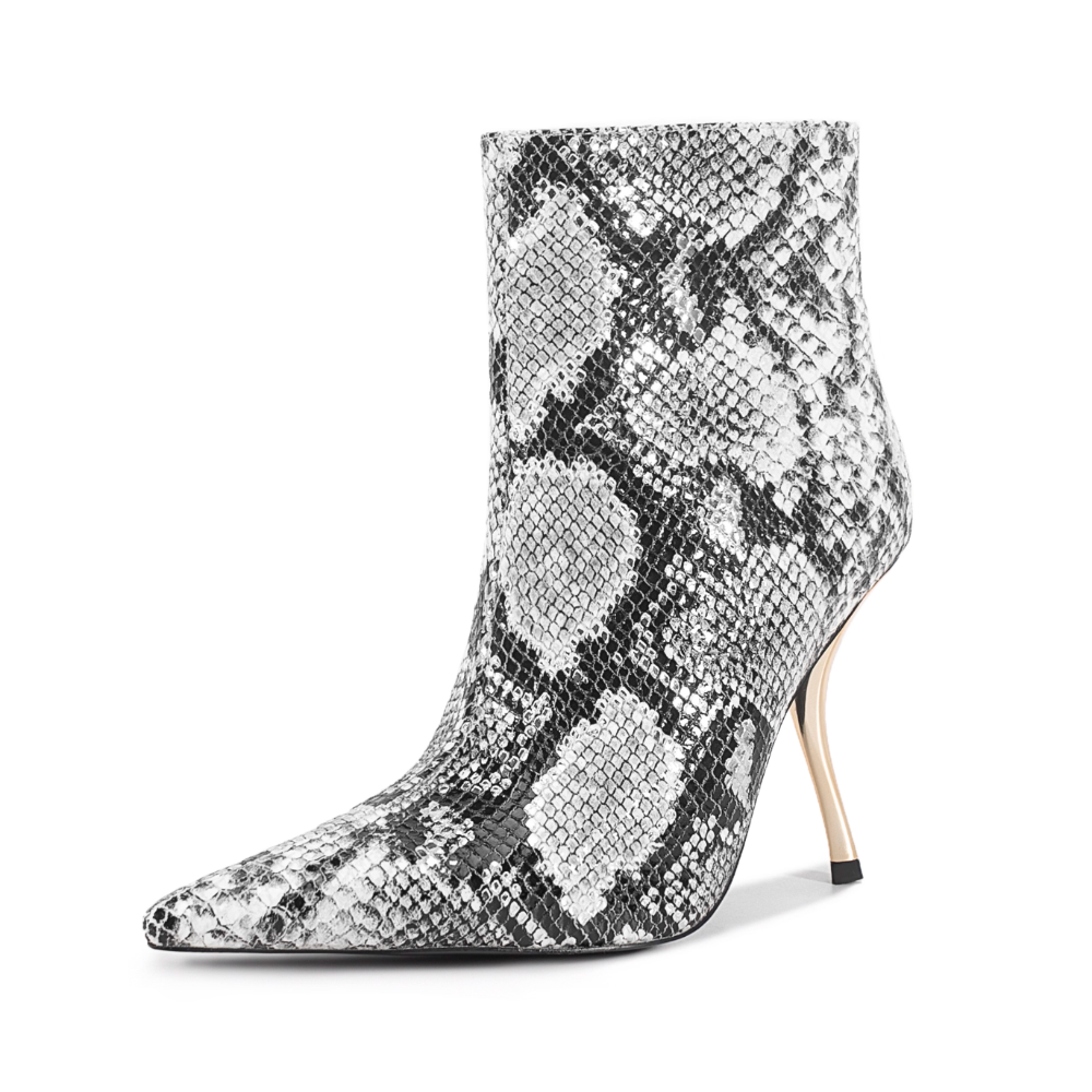 JSROG Snake Skin Printed Ankle Boots