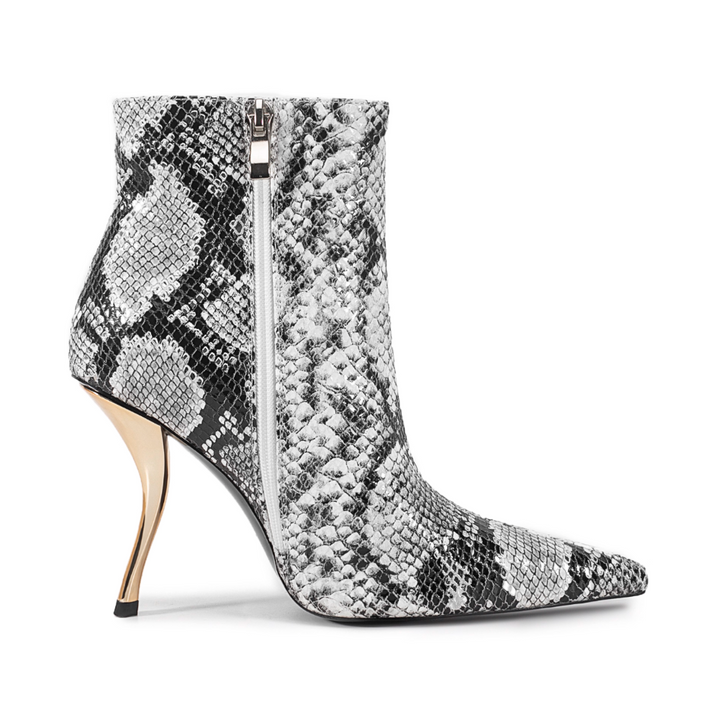 JSROG Snake Skin Printed Ankle Boots